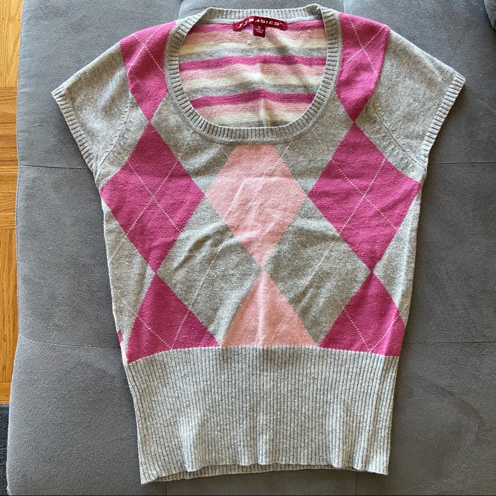 Vintage y2k argyle pink and grey vest size small